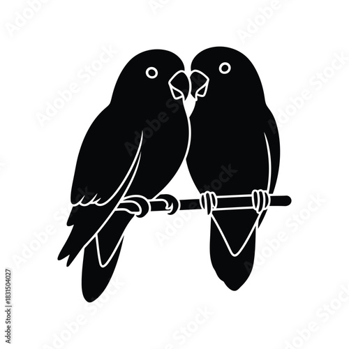 Affectionate lovebirds icon silhouette vector design