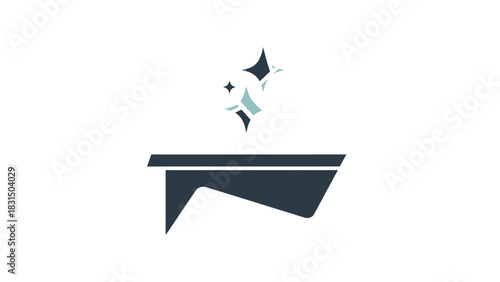 Illustration of a table with a shining object above it.