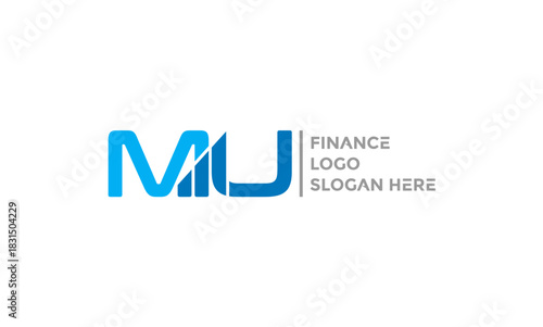 Letter MU Logo on Financial Chart Vector Template