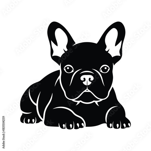 Minimalist french bulldog puppy vector logo design