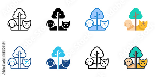 Wildlife sanctuary icon set multiple style vector collection. Editable Stroke 
