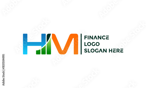 Letter HM Logo Design Financial Chart Vector Template