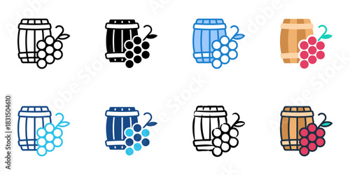 Winery icon set multiple style vector collection. Editable Stroke 
