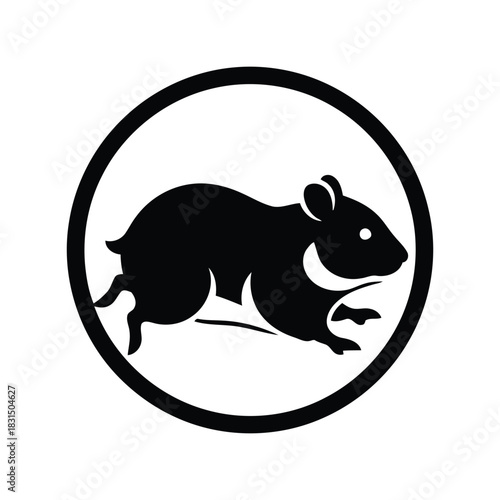 Black running rodent logo icon vector design