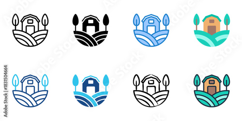 Vineyard icon set multiple style vector collection. Editable Stroke 
