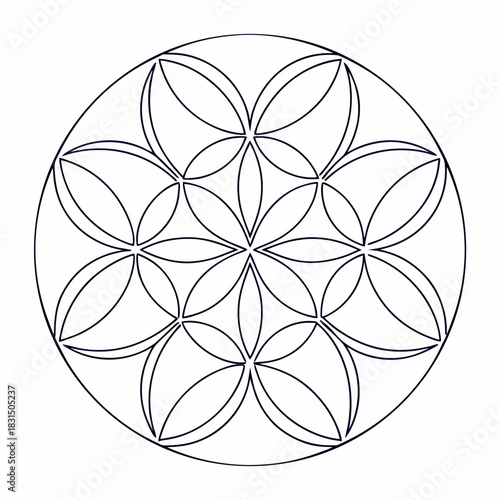 Dark blue geometric flower of life pattern geometric pattern