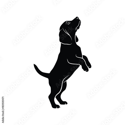 Playful dog begging silhouette vector art   pet illustration icon