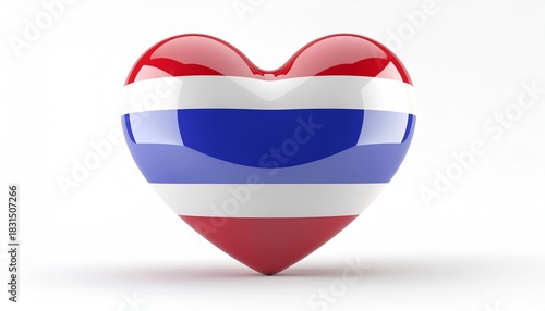 A glossy three-dimensional heart shape featuring the vibrant national flag of Thailand Free Download A glossy three-dimensional heart shape featuring the vibrant national flag of Thailand - GFXLoad