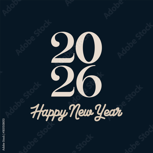 Elegant 2026 Happy New Year Typography Design | Minimal Classic New Year Greeting Poster