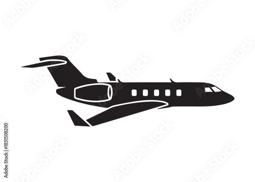 Private jet icon, Private jet Black silhouette vector