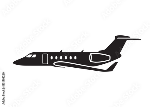 Private jet icon, Private jet Black silhouette vector