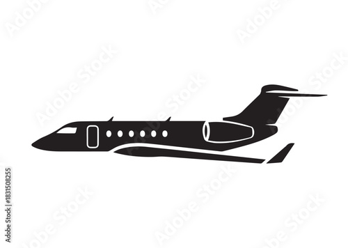 Private jet icon, Private jet Black silhouette vector