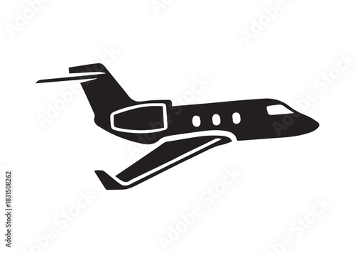 Private jet icon, Private jet Black silhouette vector