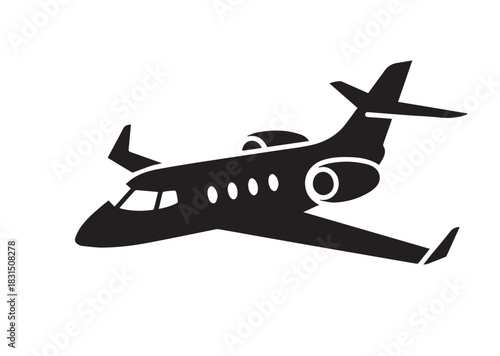Private jet icon, Private jet Black silhouette vector