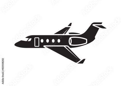 Private jet icon, Private jet Black silhouette vector
