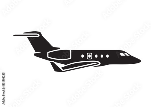 Private jet icon, Private jet Black silhouette vector