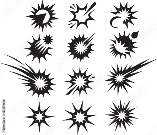 Wallpaper Mural Cartoon explosion vector set of black starburst effects on transparent bg Torontodigital.ca