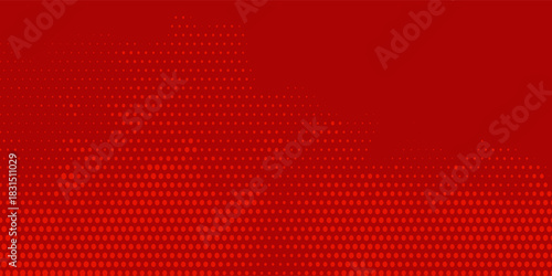 Modern red and crimson pop art background with halftone dots in comic style design