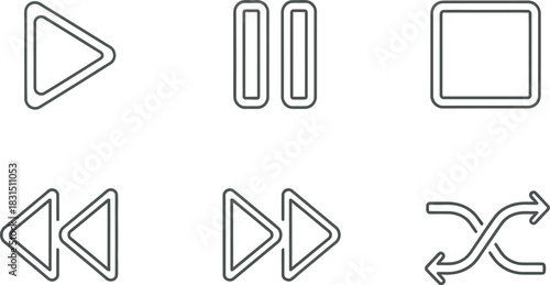 Collection of simple line art icons for media playback controls