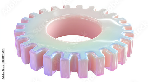 3D rendered gear with iridescent surface