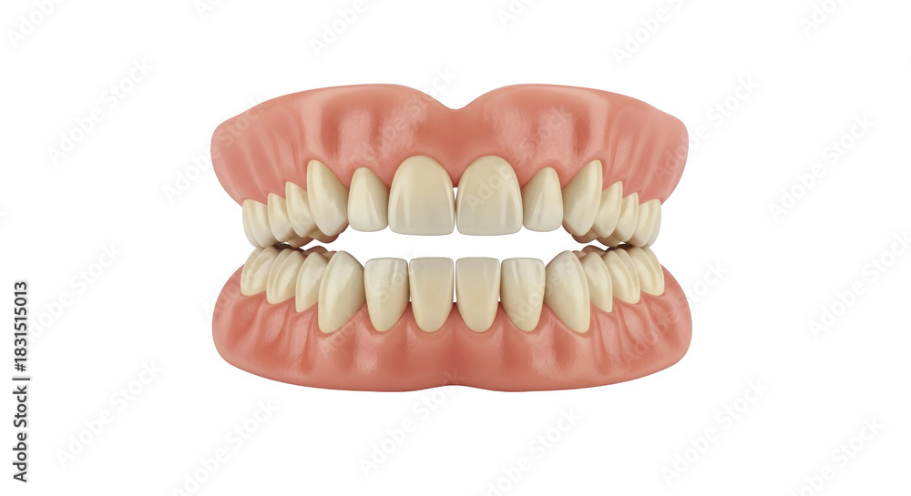 Obraz premium Creative dentures complete set of teeth presentation showing dentures, teeth, dental concept suitable for advertising or e-commerce design