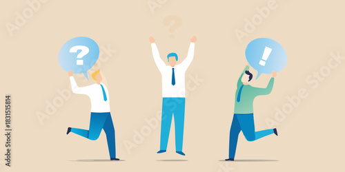 Business team expressing confusion and solution