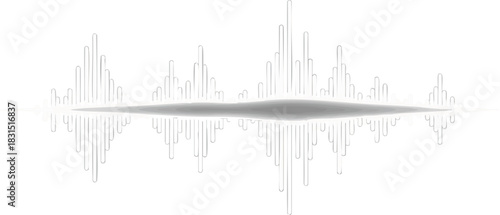 A visual representation of sound waves on a white background with a minimalist design and a subtle grey tone conveying a sense of audio analysis and voice recognition waves minimalis.