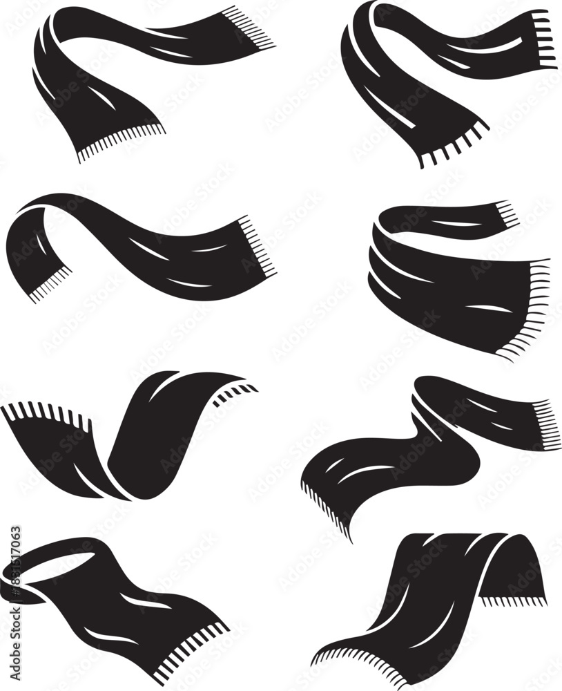 Fototapeta premium Set of different scarfs collection for fashion on transparent background