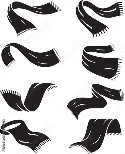 Set of different scarfs collection for fashion on transparent background