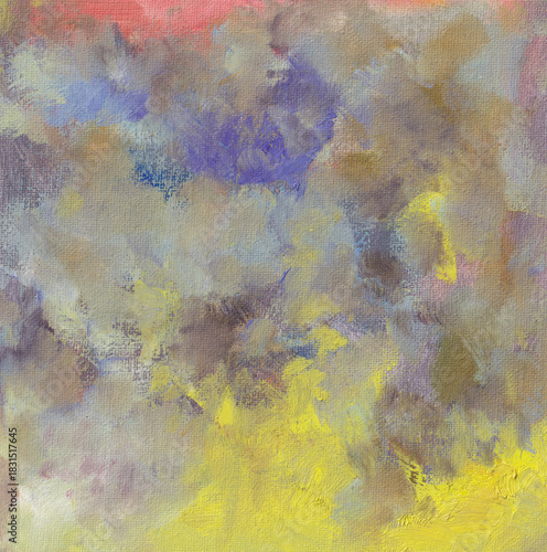 Abstract Oil Painting, Sunset Glow Over Fields