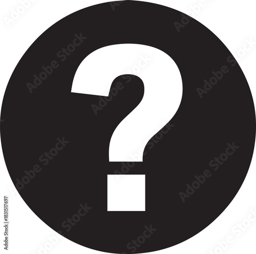 Black round shape with white question mark icon silhouette vector illustration design on white background