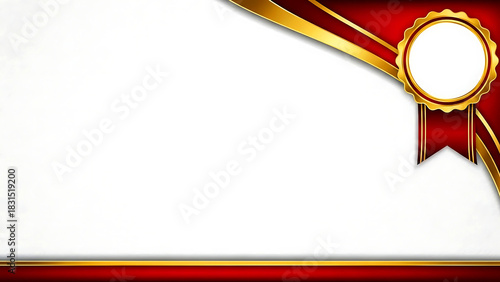 A premium certificate template featuring a red and gold border, clean white background, and gold medal accent. Perfect for awards, achievements, recognition, appreciation, and formal ceremonies.