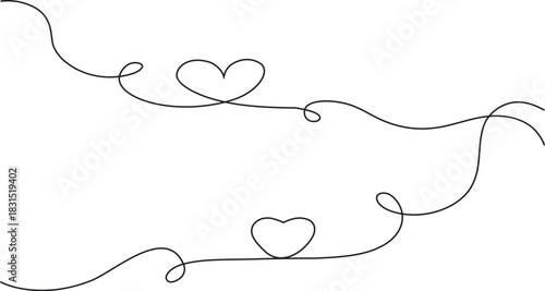 Vintage calligraphic black line frame vector set with hearts and ornate swirl border decoration