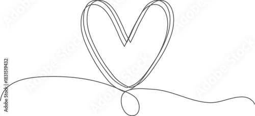 Hand-drawn sketch illustration of a heart shape, symbolizing love and romance for Valentine's Day card design or wedding decoration