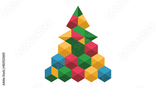 Christmas Cubes: A modern, geometric Christmas tree formed by colorful cubes, symbolizing the festive spirit.