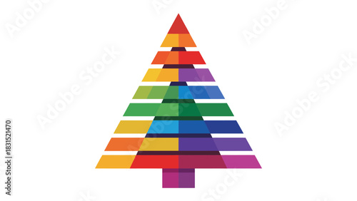 Festive spectrum: A vibrant, geometric Christmas tree bursting with a spectrum of colors. Symbolizing the holiday spirit. 