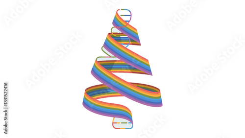 Ribbon of Pride: A spiral of rainbow-colored ribbons gracefully twists, embodying the vibrant spirit of inclusivity and the spectrum of human identities.