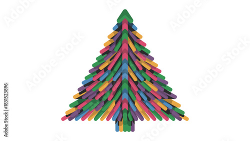 Festive Evergreen: A vibrant and modern evergreen tree composed of colorful artistic elements, standing out in its unique festive nature.