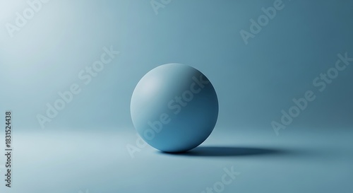 Minimalist Light Blue Sphere with Soft Shadow on Seamless Background