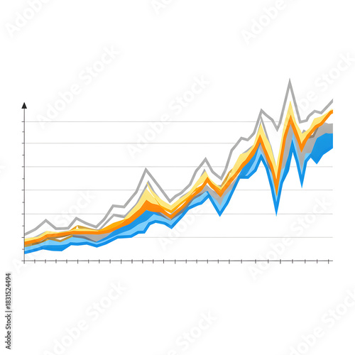 Colorful Stacked Area Chart Showing Growth Trends in Data Analysis