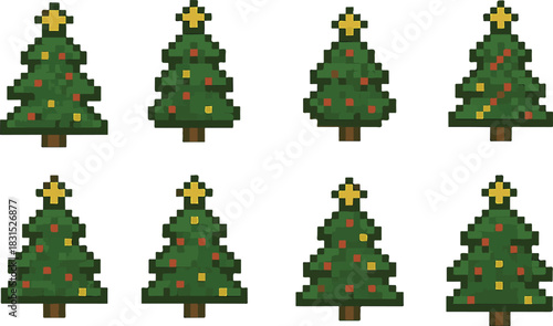 Arbol de navidad with pixel art, eps 10 illustration