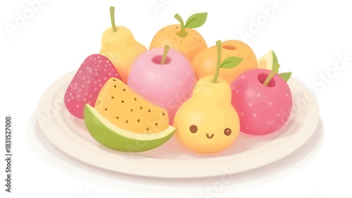 Colorful vector illustration of a fruit plate 