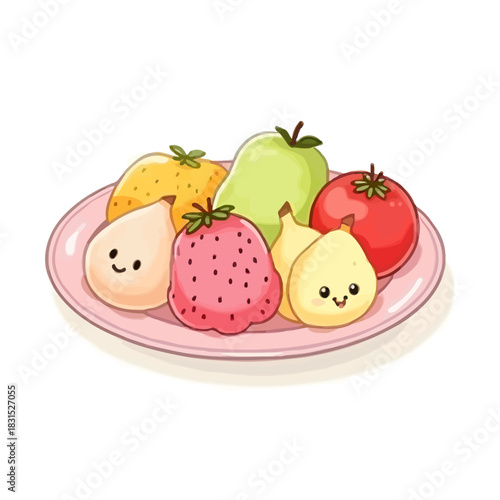 Colorful vector illustration of a fruit plate 