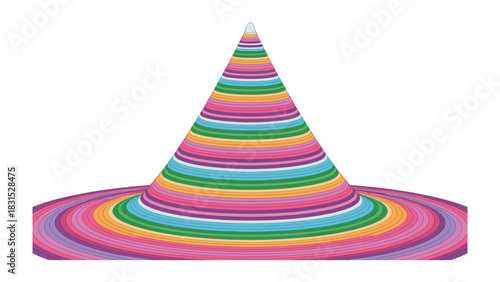 Conical Rainbow Delight: A vibrant and colorful cone-shaped structure with concentric rings of rainbow hues, designed to captivate and inspire. 