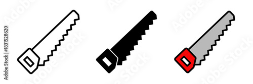 Saw icon typically depicted as a hand saw or circular saw blade, symbolizing cutting, woodworking, or construction work.