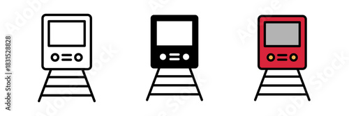 Train icon usually depicted as a locomotive or train carriage, symbolizing rail transport, travel, or commuting.