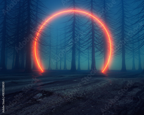 Vibrant neon circle appears...