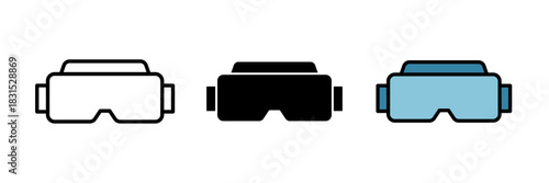 VR goggles icon typically shown as a headset covering the eyes, symbolizing virtual reality, immersive experiences, or gaming.