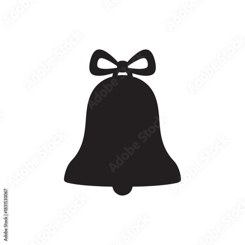 Single Christmas Bell with Bow Silhouette Icon