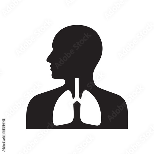 Human body with lungs graphic silhouette health and anatomy concept for medical design and educational purposes vector illustration